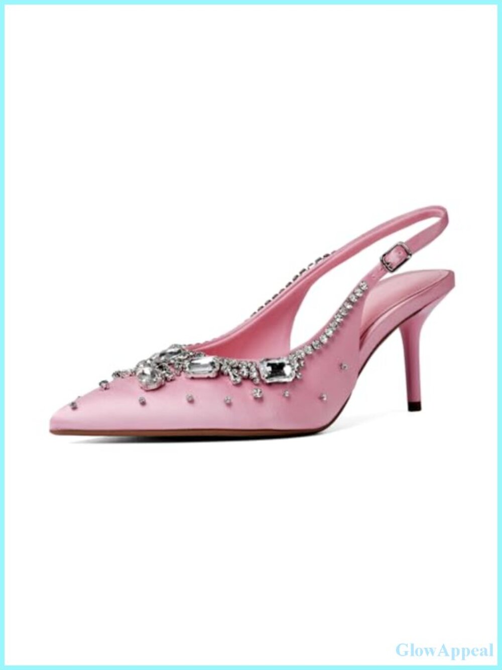 Rhinestone Satin Slingback Kitten Heel Pumps